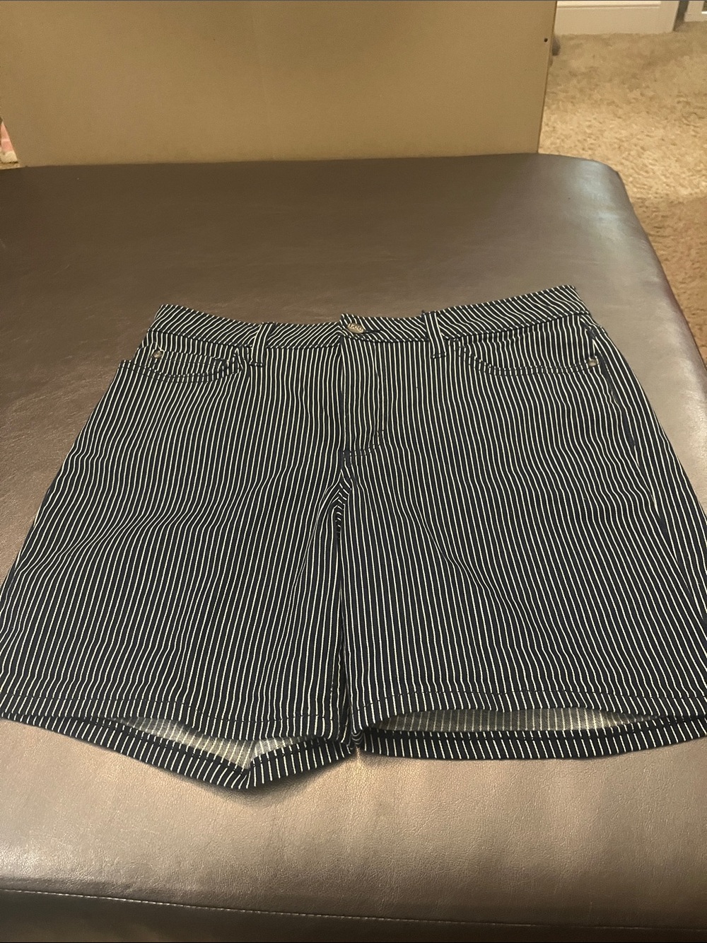 Chaps Navy and White Pinstripe Shorts